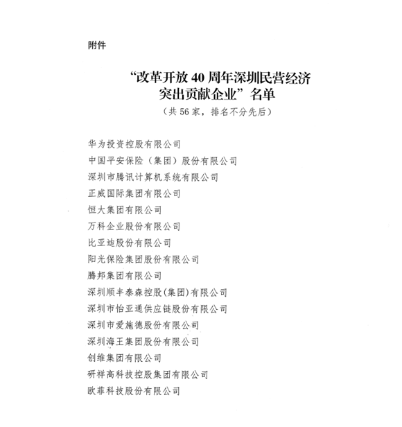 喜讯，PG电子供应链荣获“改革开放40周年深圳民营经济突出贡献企业”称号  